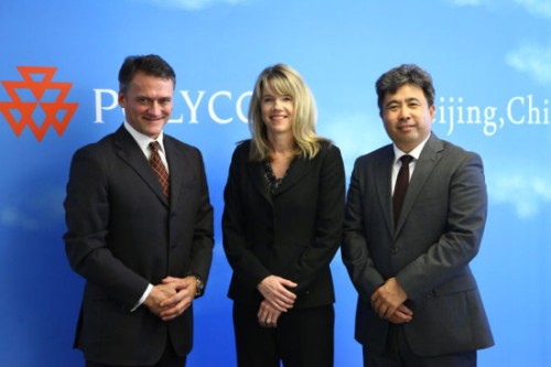 Polycom��̫�^(q��)�����ձȺ����������ޅ^(q��)����Hansjoerg Wagner (��һ)��Polycomȫ���N�ۈ�(zh��)�и�����Tracey Newell(����)��Polycom�Ї��^(q��)����(j��ng)�����(��һ)